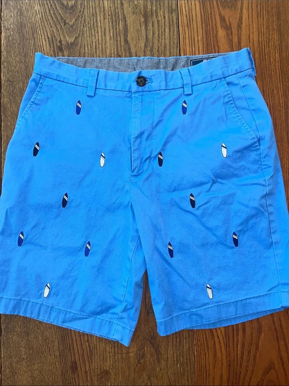 Vineyard Vines Breaker Shorts 🩳 Ocean 🌊 Blue Embroidered Surfboard 🏄🏼 Pockets!